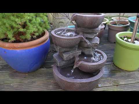 Four-Tier Cascading Bowl Water Feature with LED Lights